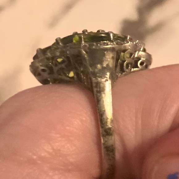 Exquisite925💚&14kGreen Peridot Ring!Size8aprox Era1890 - Picture 7 of 16